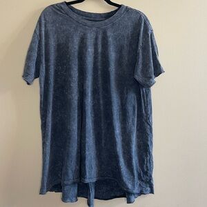 Free People Gray Acid Relaxed Fit Short Sleeve Tee with Crew Neck